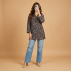 Black Ajrakh Print Short Kurti
