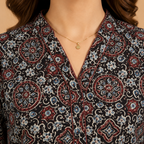 Black Ajrakh Print Short Kurti