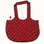 Red Ajrakh Boat Curve Quilted Tote