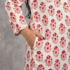 Cream Handblock Print Cotton Kurta