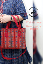 Red Striped Handcrafted Ajrakh HandBlock Shoulder/Handbag