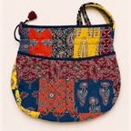 Multicoloured Ajrakh Drawstring Quilted Potli Bag