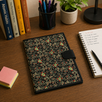 Handcrafted File Folder - Black Floral Handblock Print
