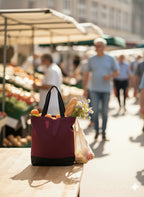 Two-Tone Canvas Tote Bag - Maroon & Black
