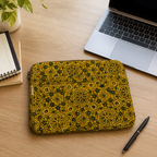 Mustard Ajrakh Print Quilted Laptop Sleeve