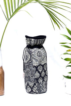 Black & White Handcrafted Block Print Quilted Bottle Cover