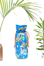 Blue Handcrafted Block Print Quilted Bottle Cover