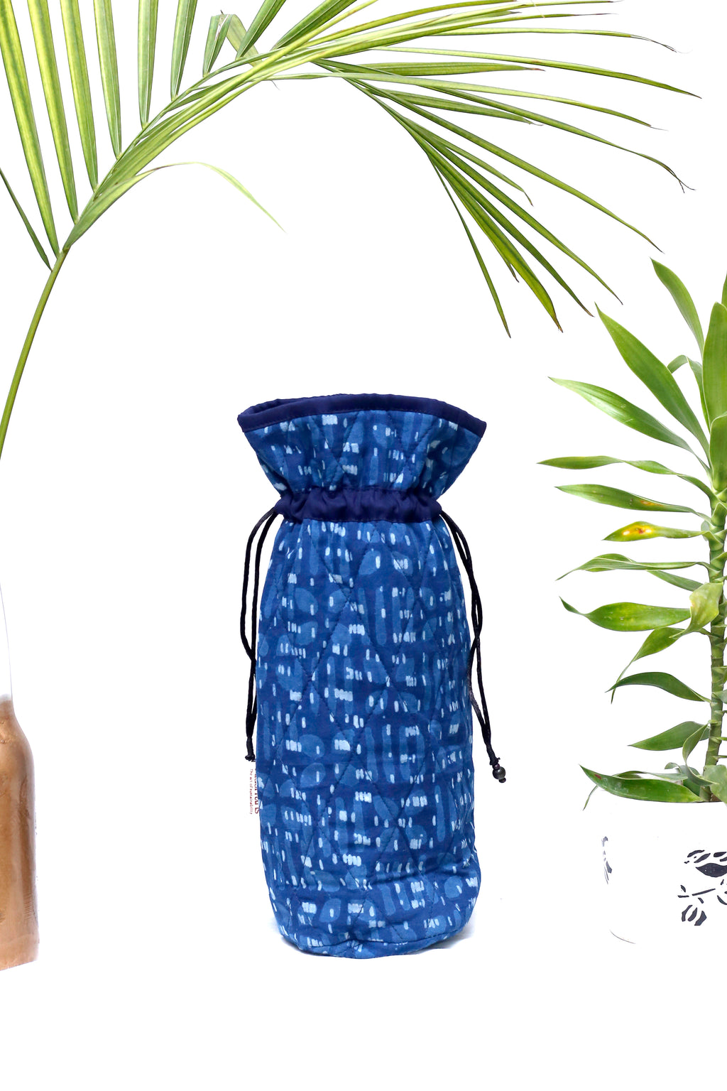 Indigo Handcrafted Block Print Quilted Bottle Cover