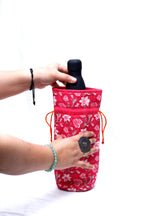 Pink Handcrafted block Print Quilted Bottle Cover