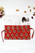 Red Ajrakh Print Handcrafted Cutlery Roll Up