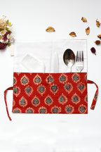 Red Ajrakh Print Handcrafted Cutlery Roll Up