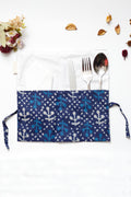 Indigo Handblock Print Handcrafted Cutlery Roll Up