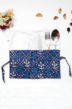 Indigo Handblock Print Handcrafted Cutlery Roll Up