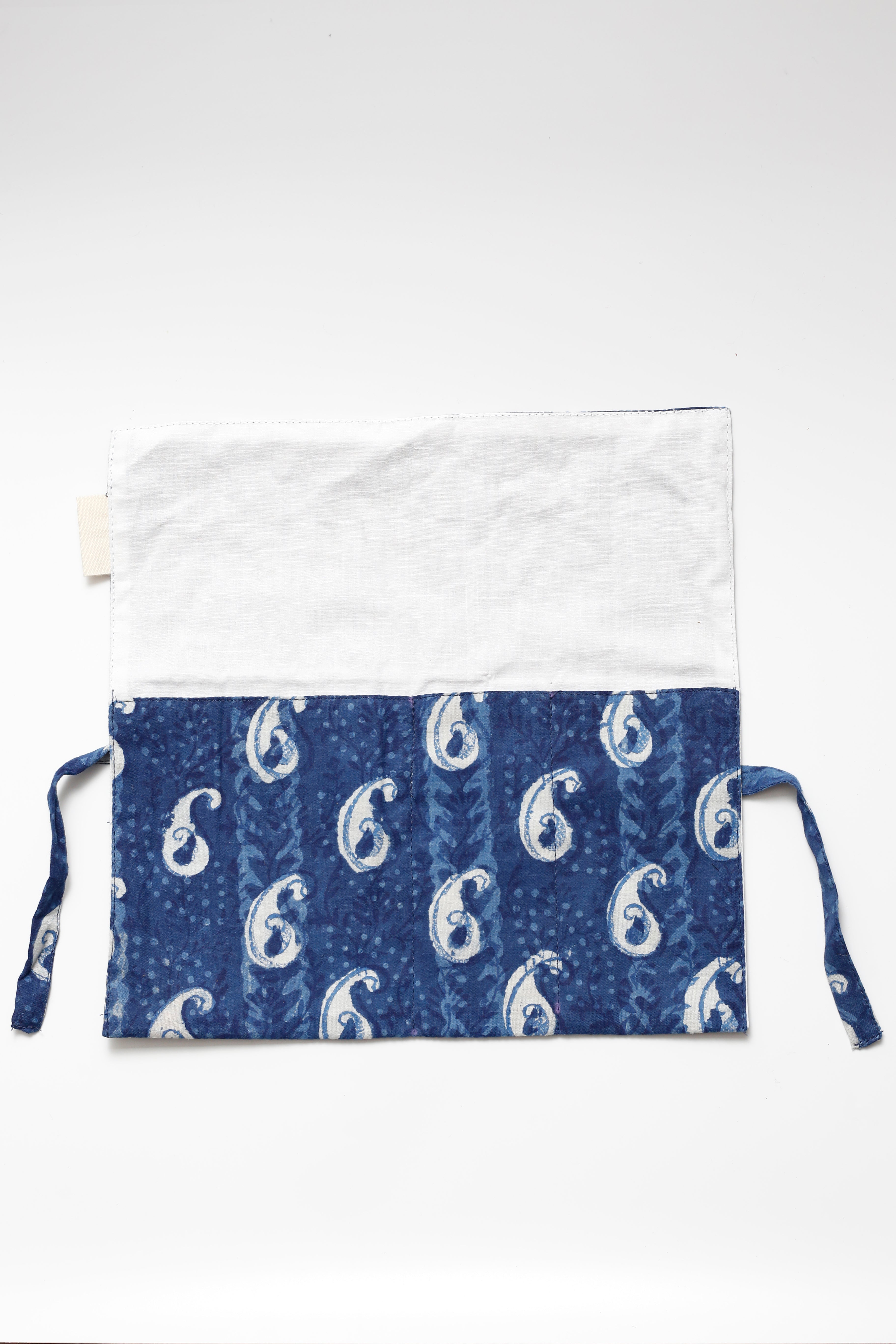 Indigo Handblock Print Handcrafted Cutlery Roll Up
