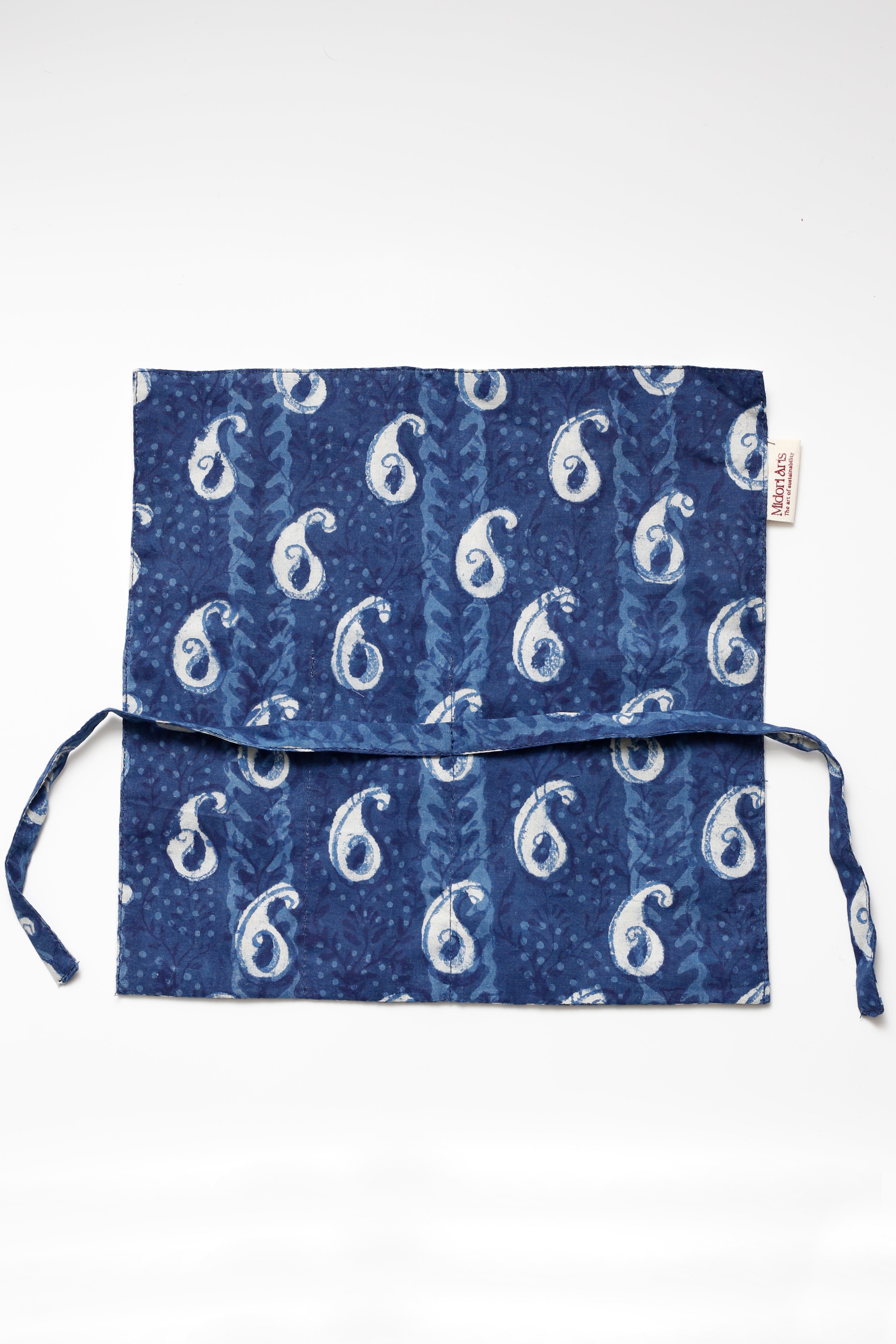 Indigo Handblock Print Handcrafted Cutlery Roll Up