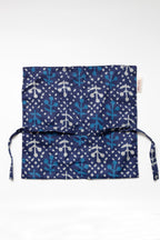 Indigo Handblock Print Handcrafted Cutlery Roll Up