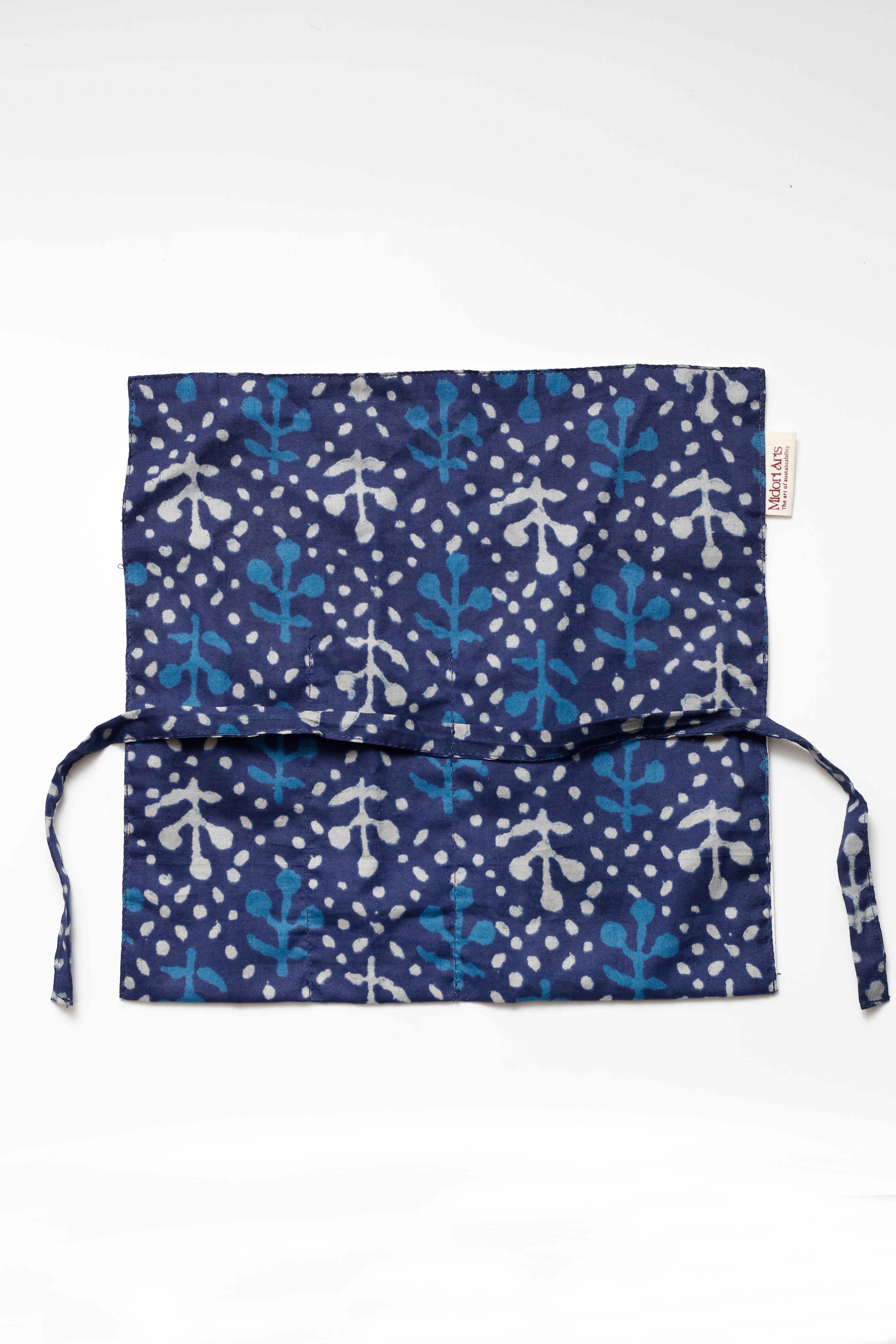 Indigo Handblock Print Handcrafted Cutlery Roll Up