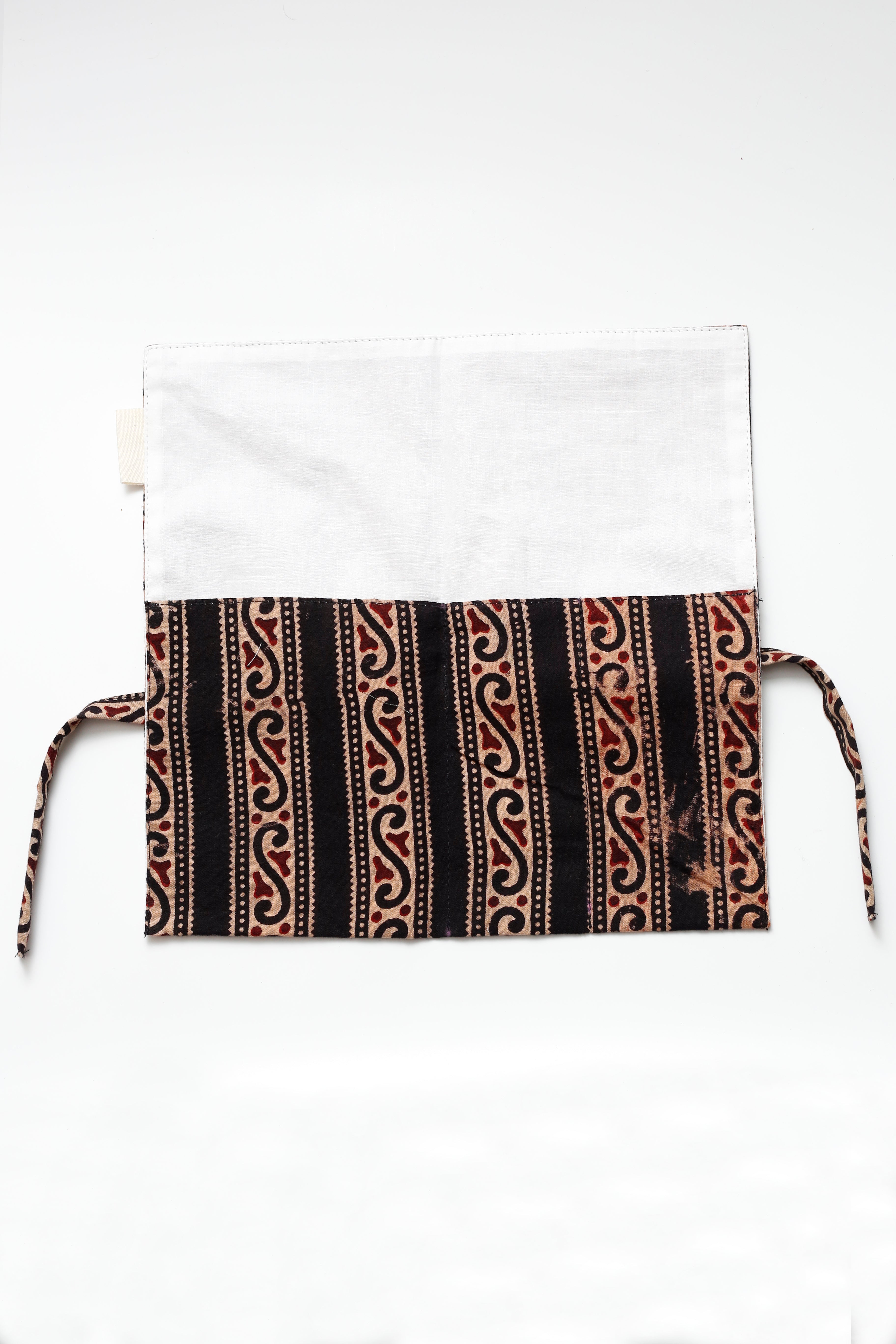 Black Ajrakh Print Handcrafted Cutlery Roll Up