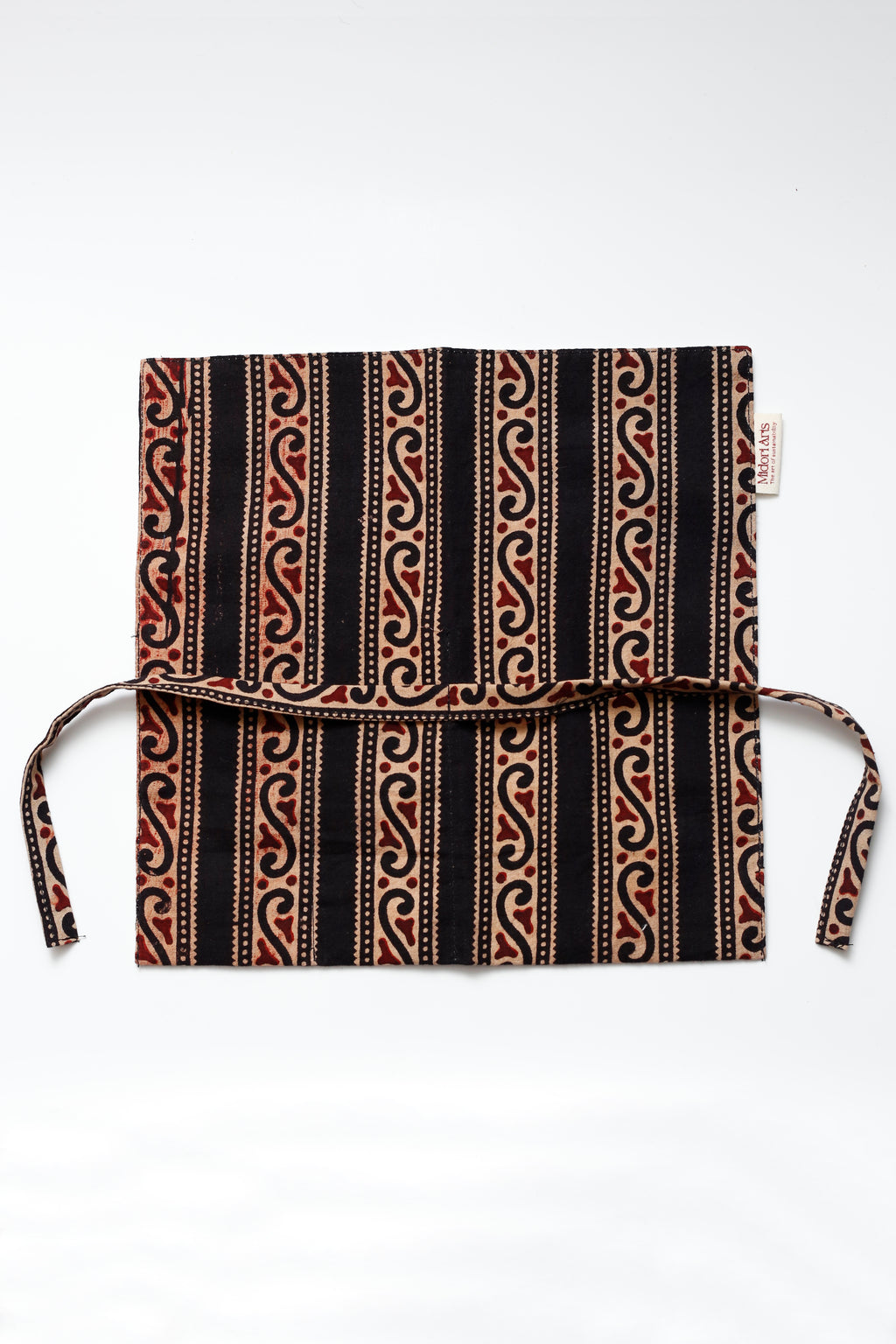 Black Ajrakh Print Handcrafted Cutlery Roll Up