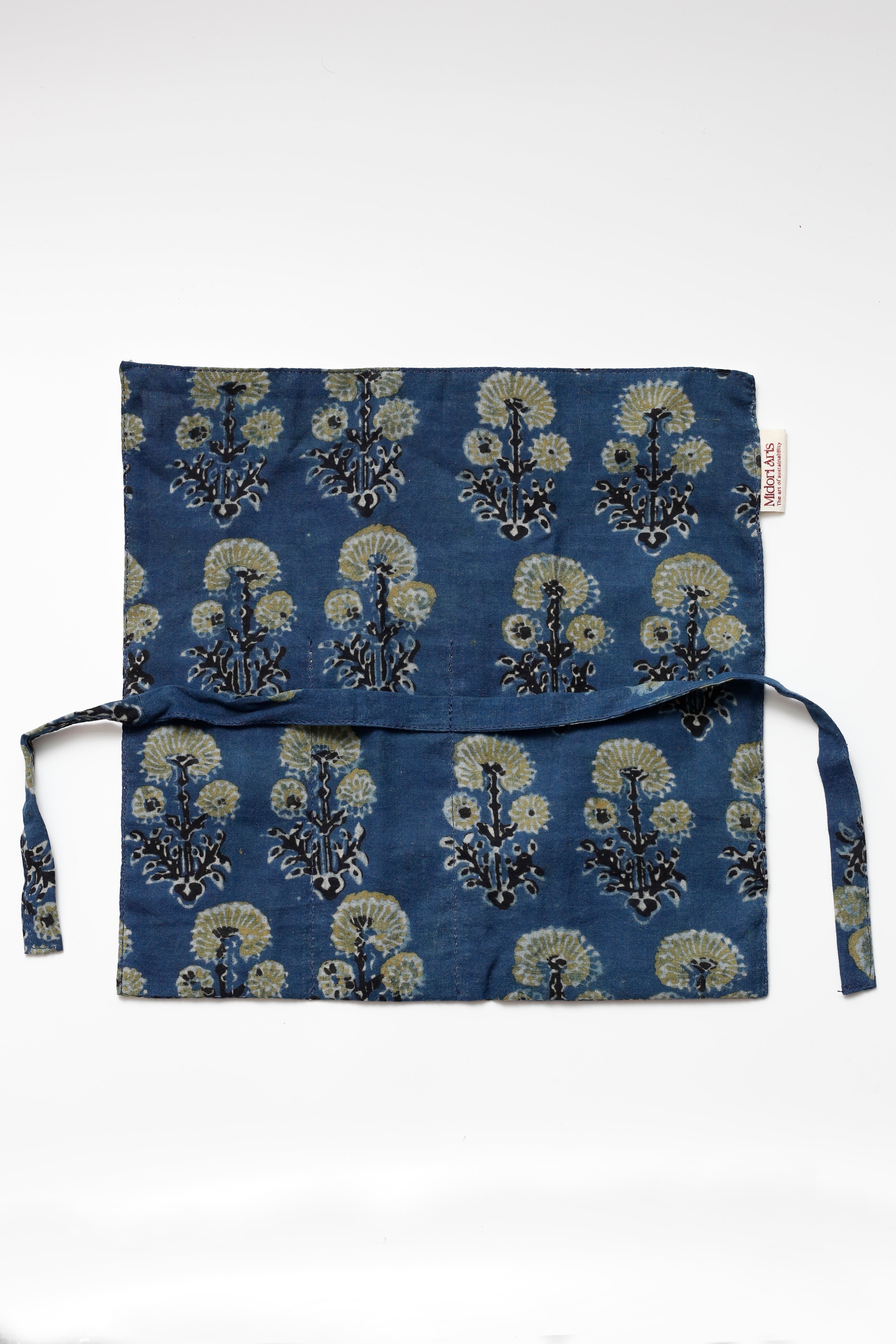 Indigo Ajrakh Print Handcrafted Cutlery Roll Up