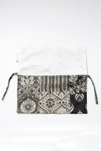 Black and white Handblock Print  Handcrafted Cutlery Roll Up