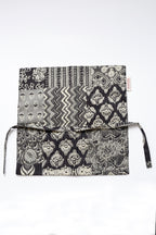 Black and white Handblock Print  Handcrafted Cutlery Roll Up