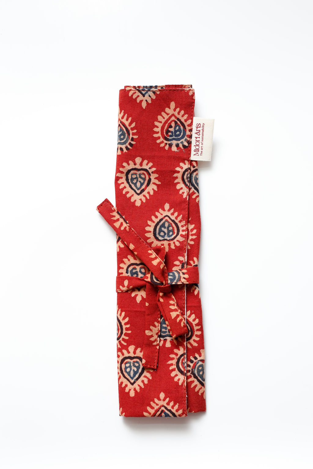 Red Ajrakh Print Handcrafted Cutlery Roll Up