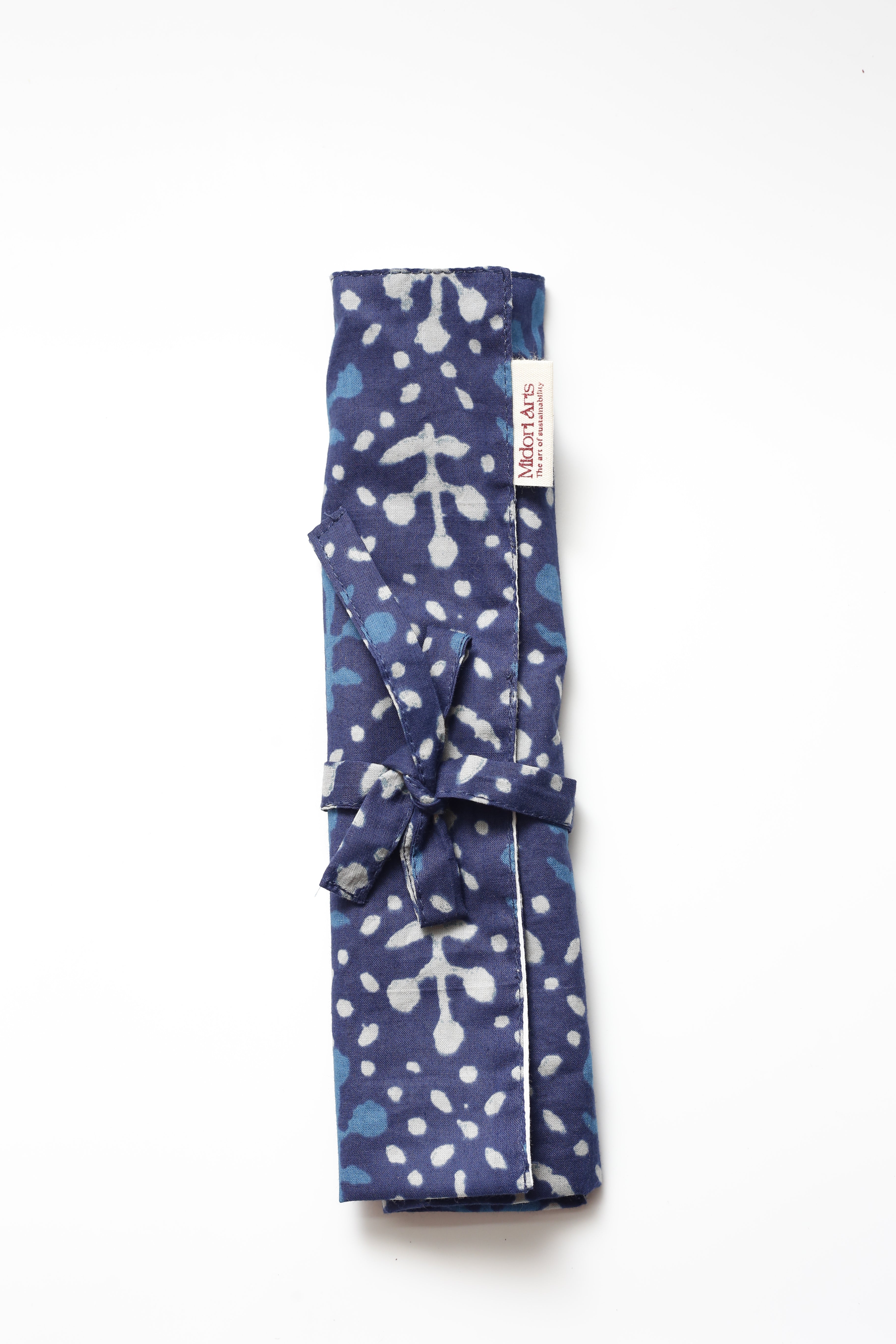 Indigo Handblock Print Handcrafted Cutlery Roll Up
