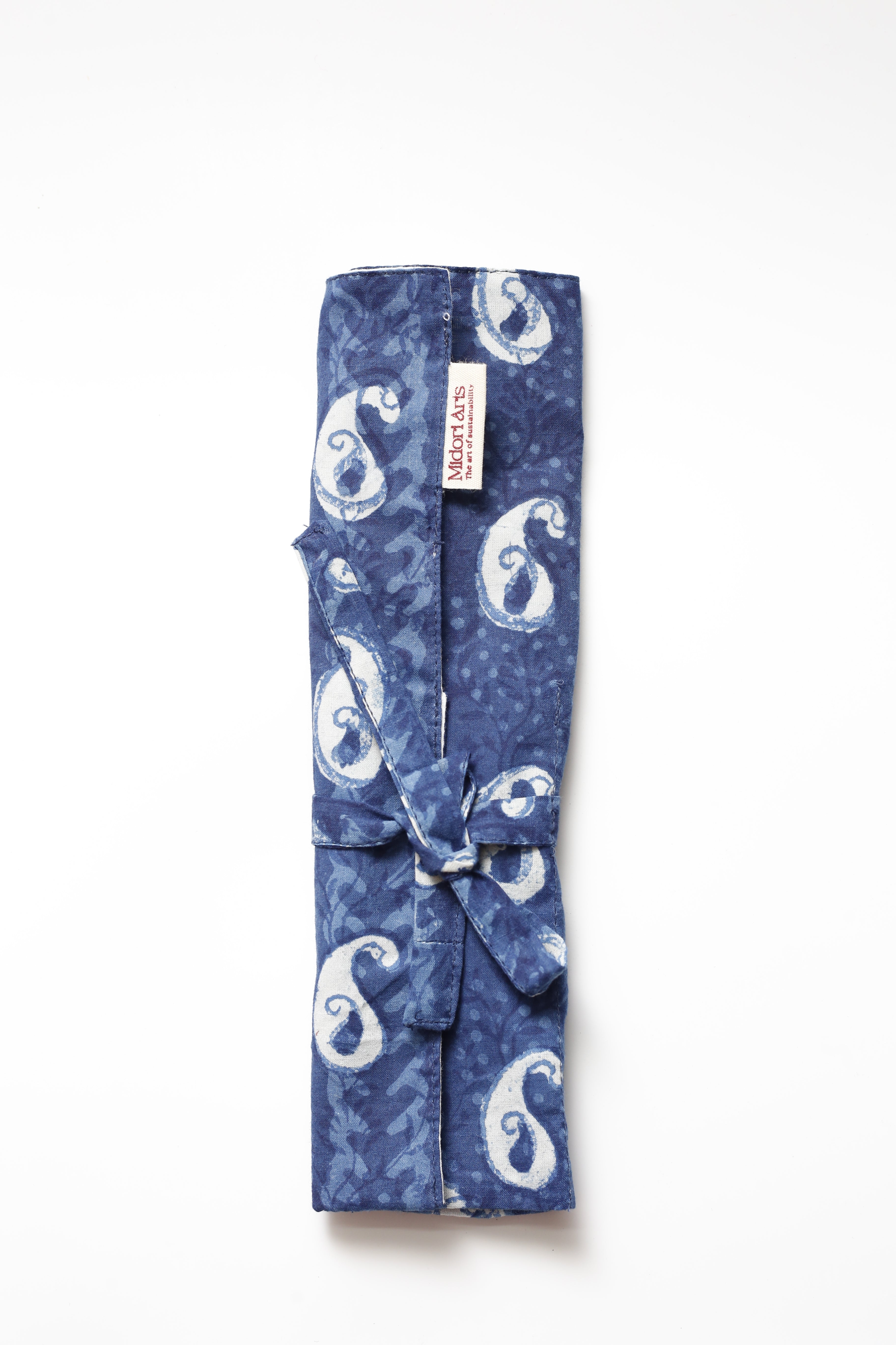 Indigo Handblock Print Handcrafted Cutlery Roll Up