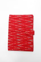 Red Ikkat Elegance Handcrafted Fabric Quilted Book / Diary Sleeve