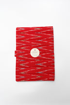 Red Ikkat Elegance Handcrafted Fabric Quilted Book / Diary Sleeve