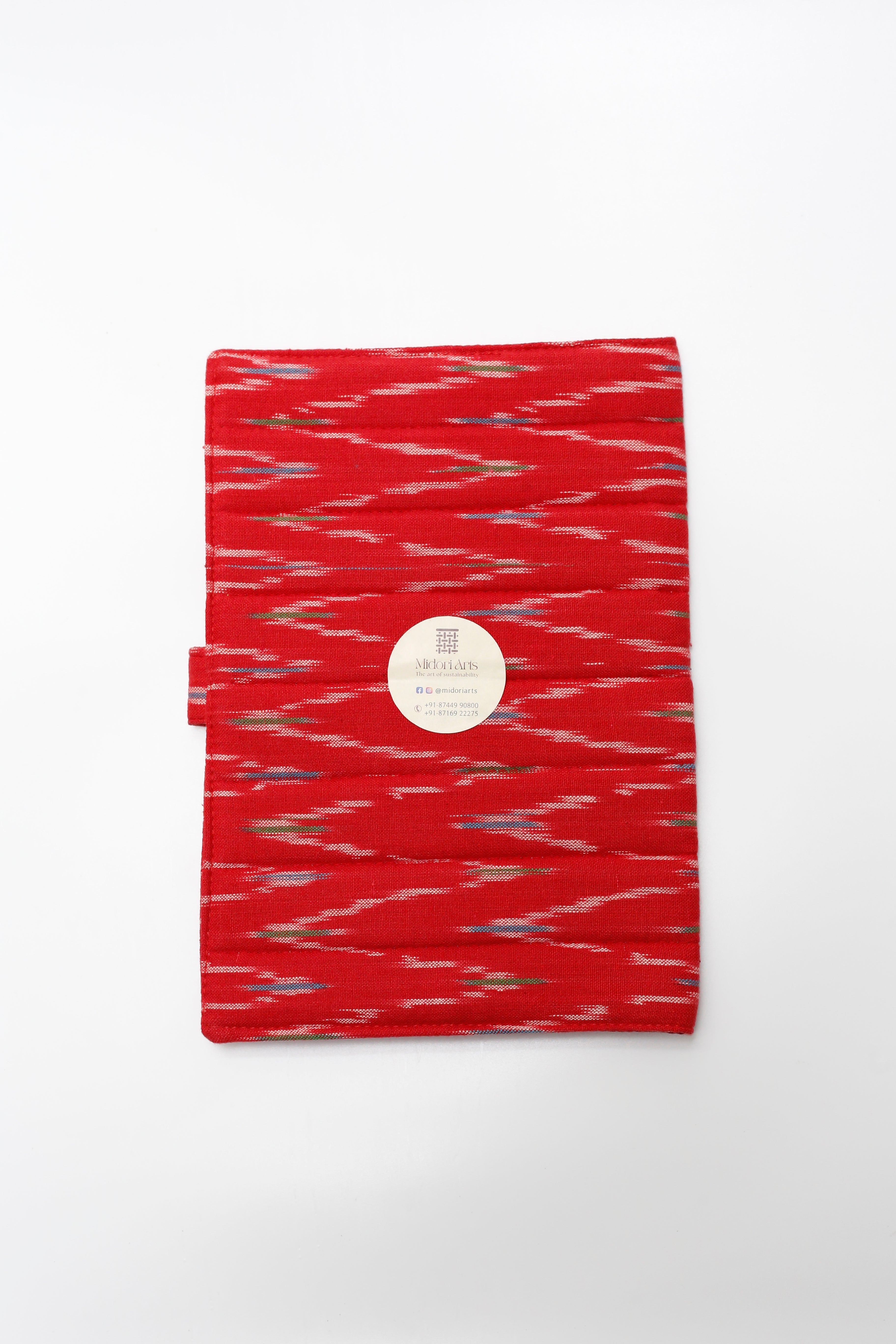 Red Ikkat Elegance Handcrafted Fabric Quilted Book / Diary Sleeve