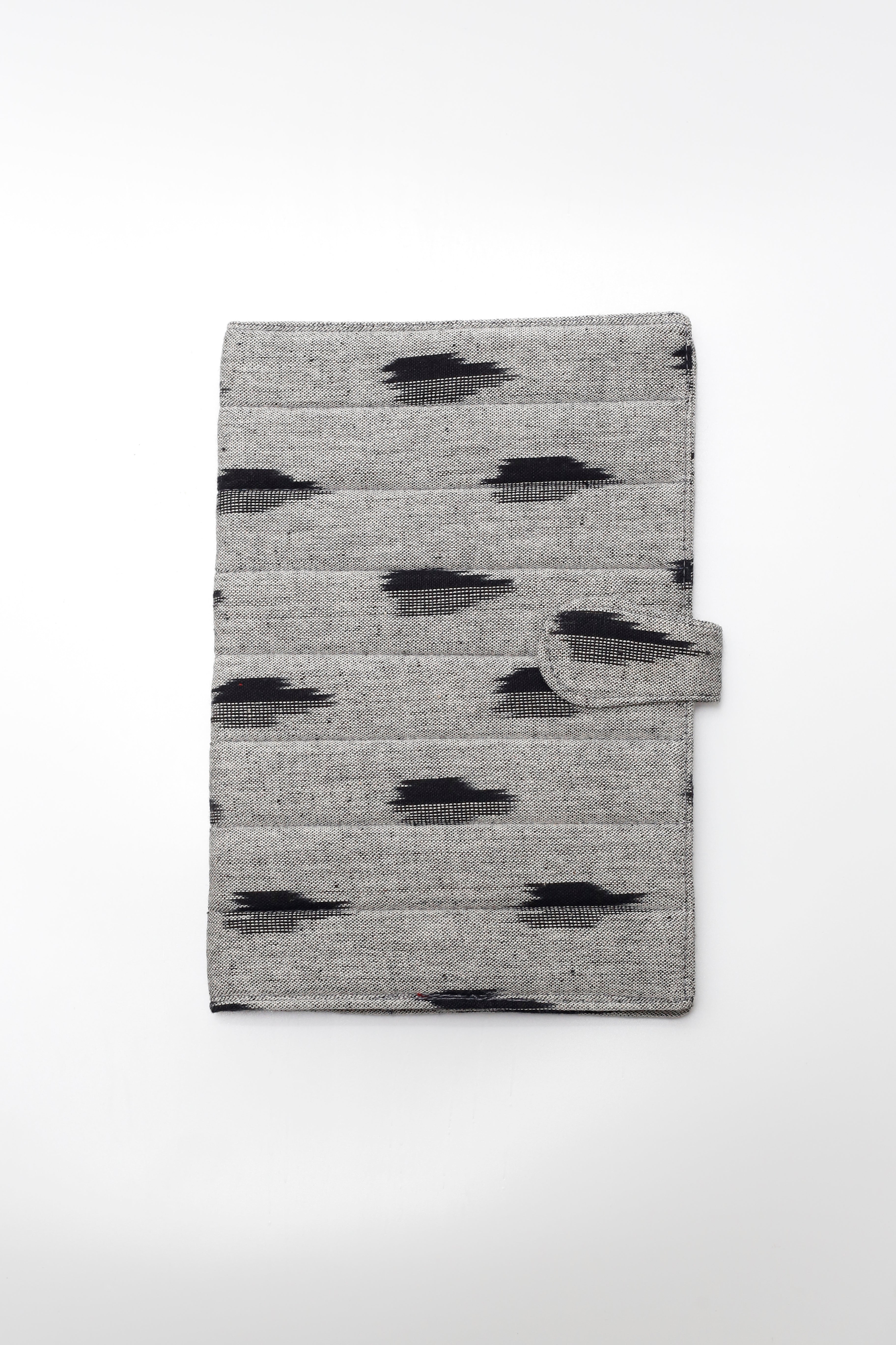 Grey Ikkat Elegance Handcrafted Quilted Fabric Book/Diary Sleeve