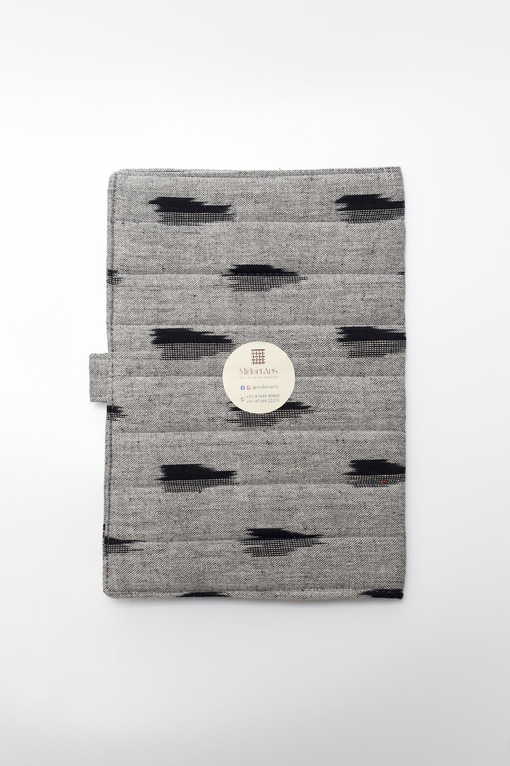 Grey Ikkat Elegance Handcrafted Quilted Fabric Book/Diary Sleeve