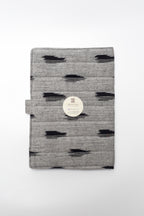 Grey Ikkat Elegance Handcrafted Quilted Fabric Book/Diary Sleeve