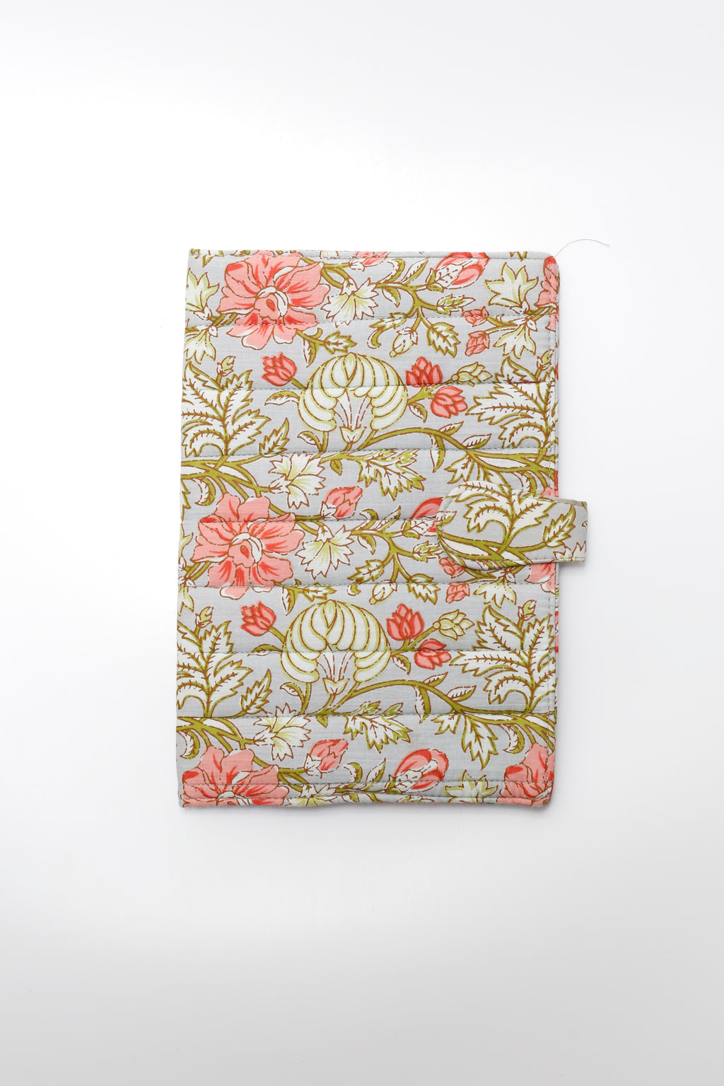 Green Floral Elegance Handcrafted Quilted Fabric Book/Diary Sleeve