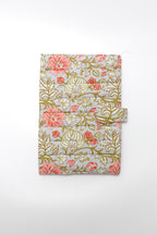 Green Floral Elegance Handcrafted Quilted Fabric Book/Diary Sleeve