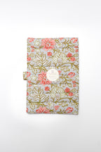Green Floral Elegance Handcrafted Quilted Fabric Book/Diary Sleeve