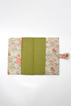 Green Floral Elegance Handcrafted Quilted Fabric Book/Diary Sleeve