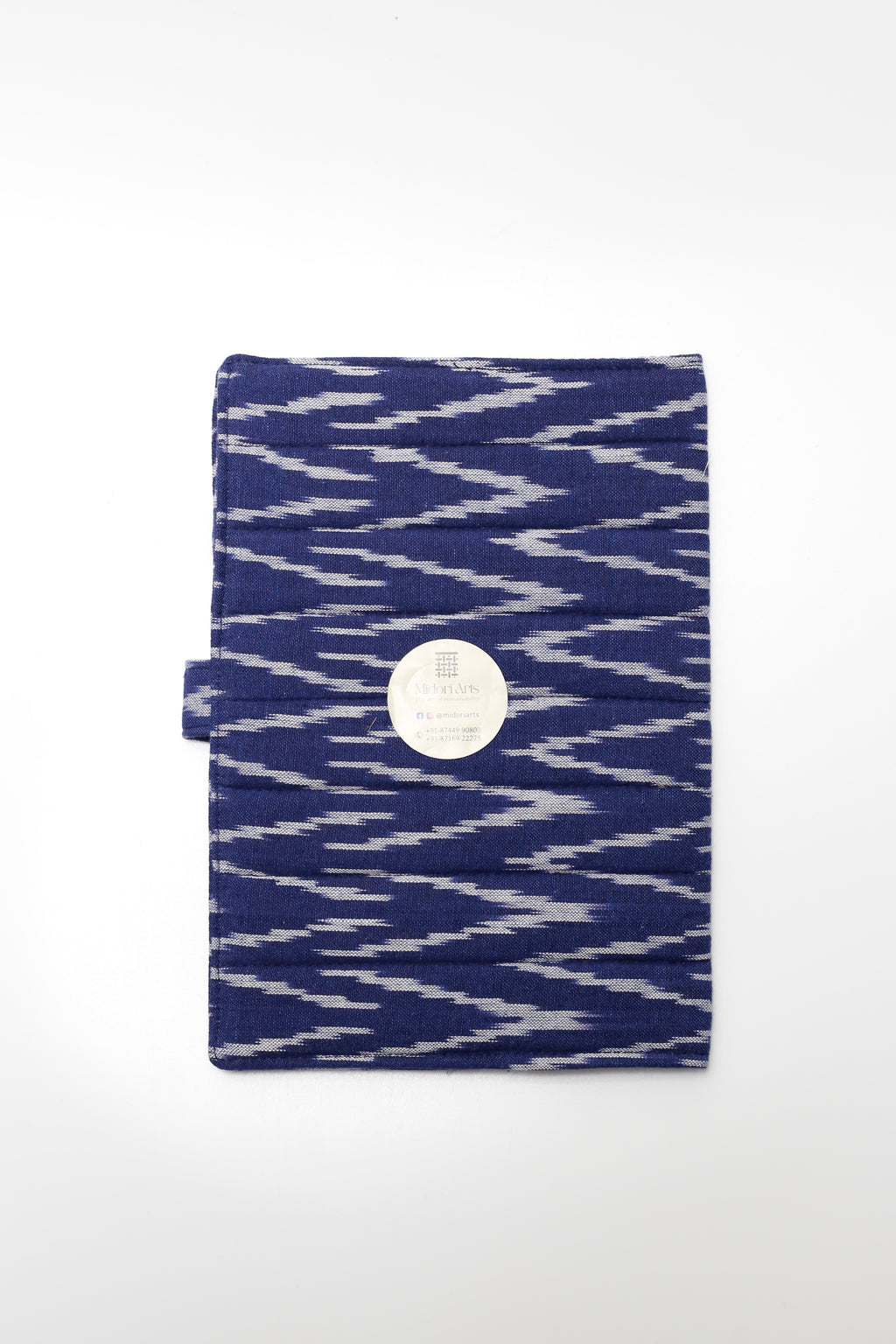 Indigo Ikkat Elegance Handcrafted Quilted Fabric Book/Diary Sleeve