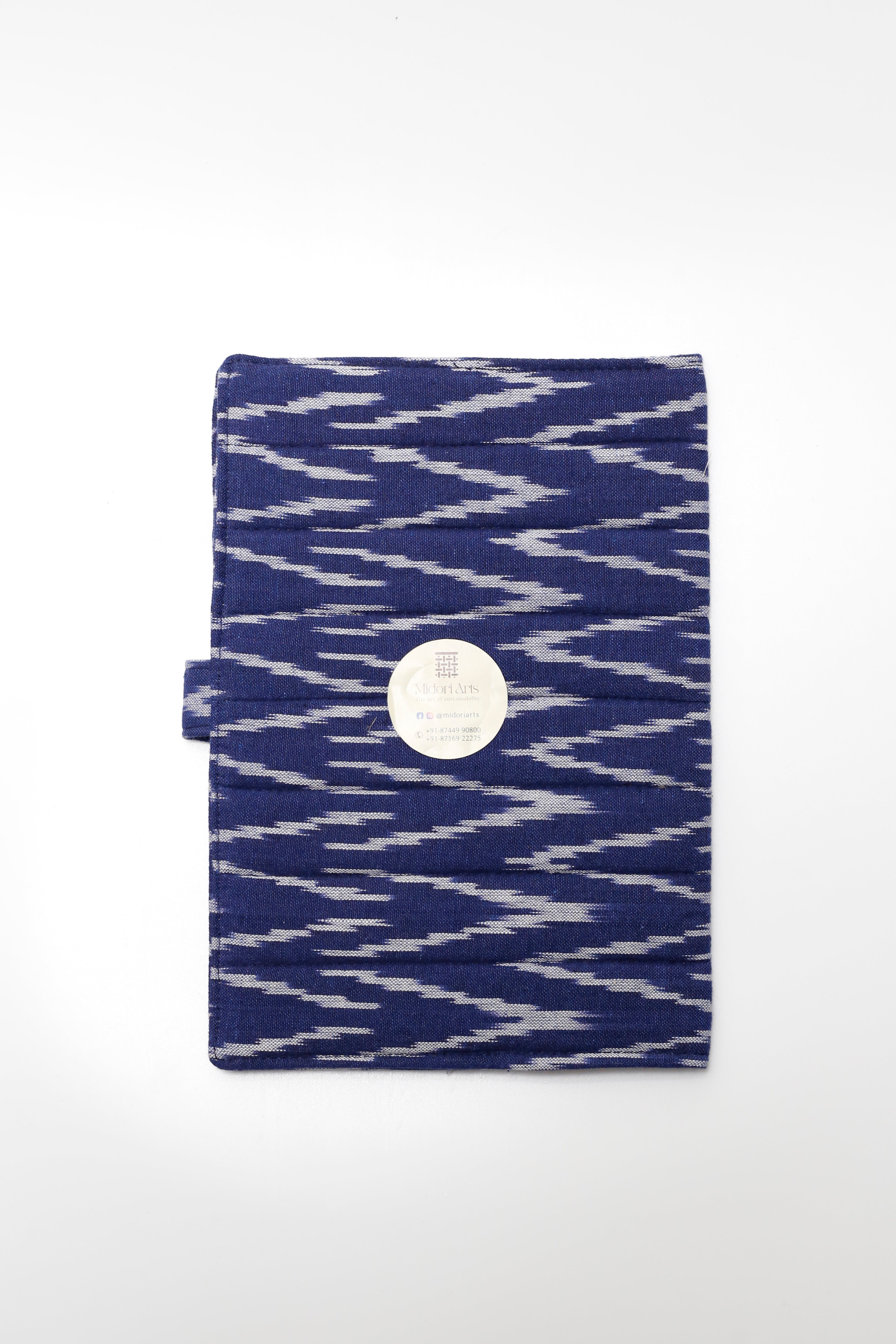Indigo Ikkat Elegance Handcrafted Quilted Fabric Book/Diary Sleeve