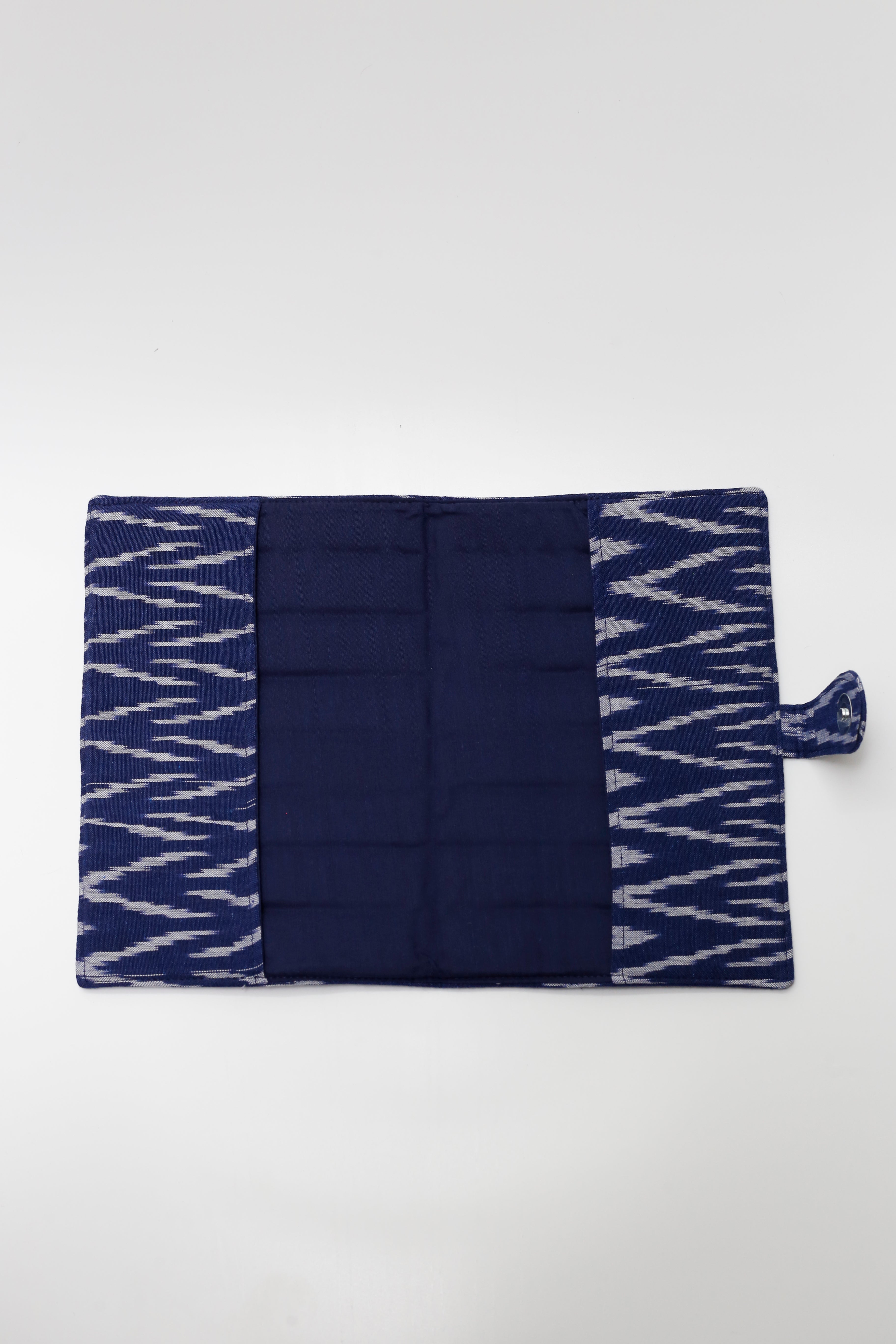 Indigo Ikkat Elegance Handcrafted Quilted Fabric Book/Diary Sleeve