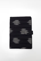 Black Ikkat Elegance Handcrafted Quilted Fabric Book/Diary Sleeve