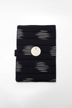 Black Ikkat Elegance Handcrafted Quilted Fabric Book/Diary Sleeve