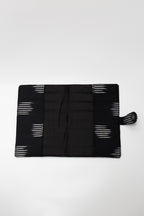 Black Ikkat Elegance Handcrafted Quilted Fabric Book/Diary Sleeve