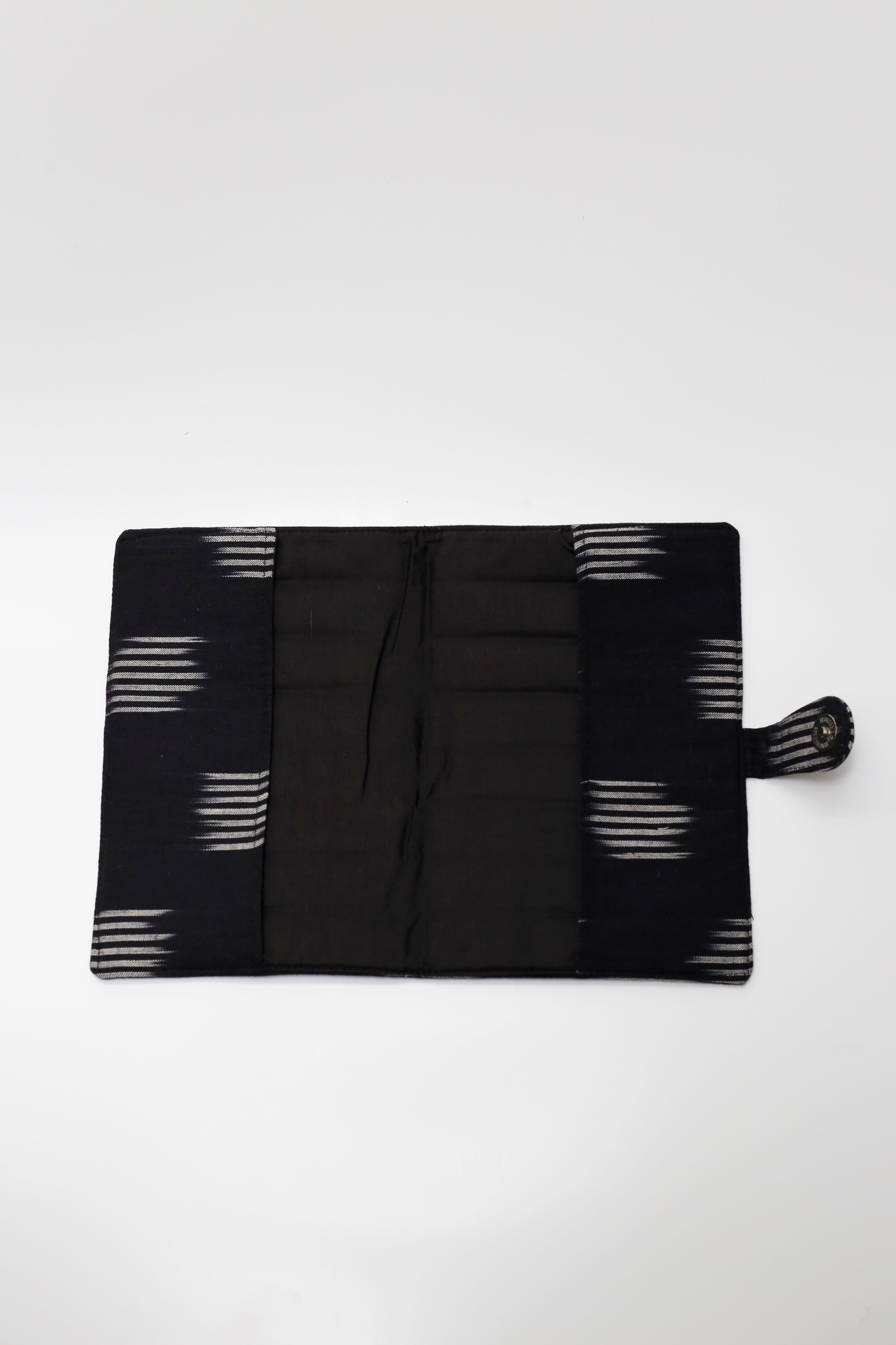 Black Ikkat Elegance Handcrafted Quilted Fabric Book/Diary Sleeve