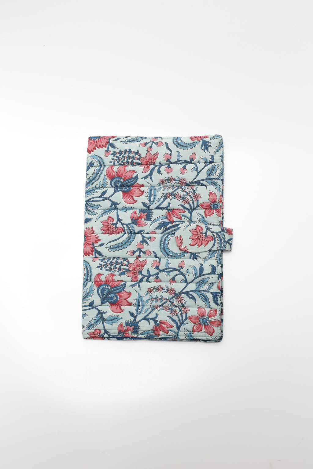 Blue Floral Elegance Handcrafted Quilted Fabric Book/Diary Sleeve