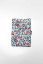 Blue Floral Elegance Handcrafted Quilted Fabric Book/Diary Sleeve