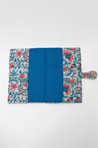 Blue Floral Elegance Handcrafted Quilted Fabric Book/Diary Sleeve