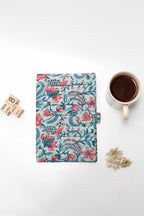 Blue Floral Elegance Handcrafted Quilted Fabric Book/Diary Sleeve